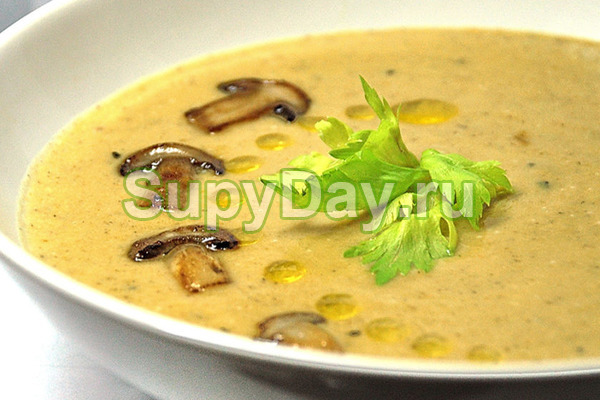Суп-пюре из белых грибов и шпината